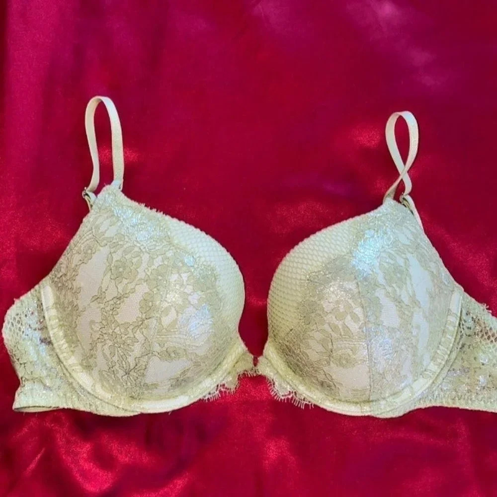 Bra VS VERY SEXY Push-Up Fishnet Lace‎ Yellow 32B